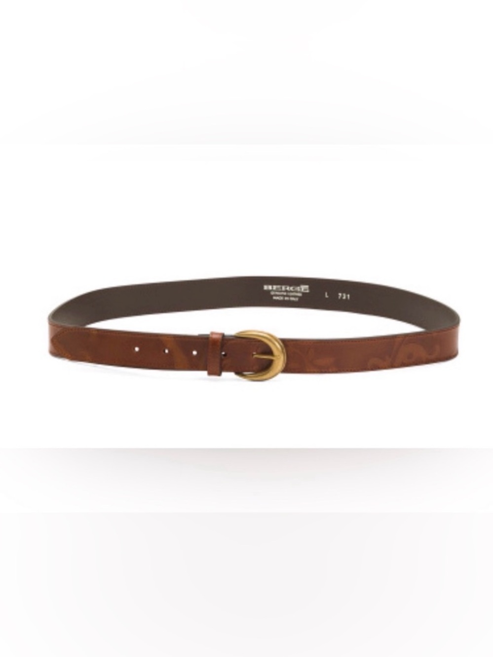 Berge Brown Leather Belt with Gold Buckle - Made in Italy Sizes L and XL